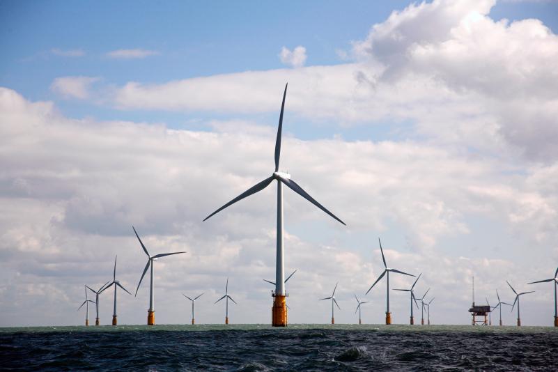 Vattenfall, via Creative Commons." "Wind turbines at the Thanet wind farm off the coast of England, producing energy for about 200,000 households. A study of Massachusetts’ renewable energy capacity says that we could produce more than half our energy needs from offshore wind facilities.