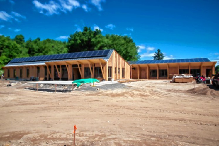 The new home of the Hitchcock Center for the Environmen. Construction is nearing completion on the campus of Hampshire College in Amherst. Jessica Schultz